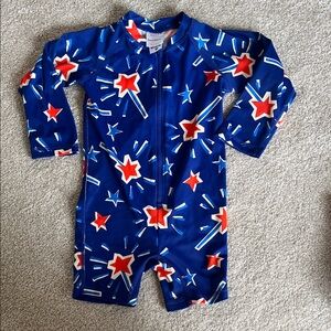 Hanna Andersson Blue and Red Starburst Rashguard
